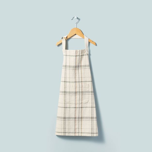 Kids&#39; Thin Stripe Plaid Apron Green/Natural - Hearth &#38; Hand&#8482; with Magnolia | Target