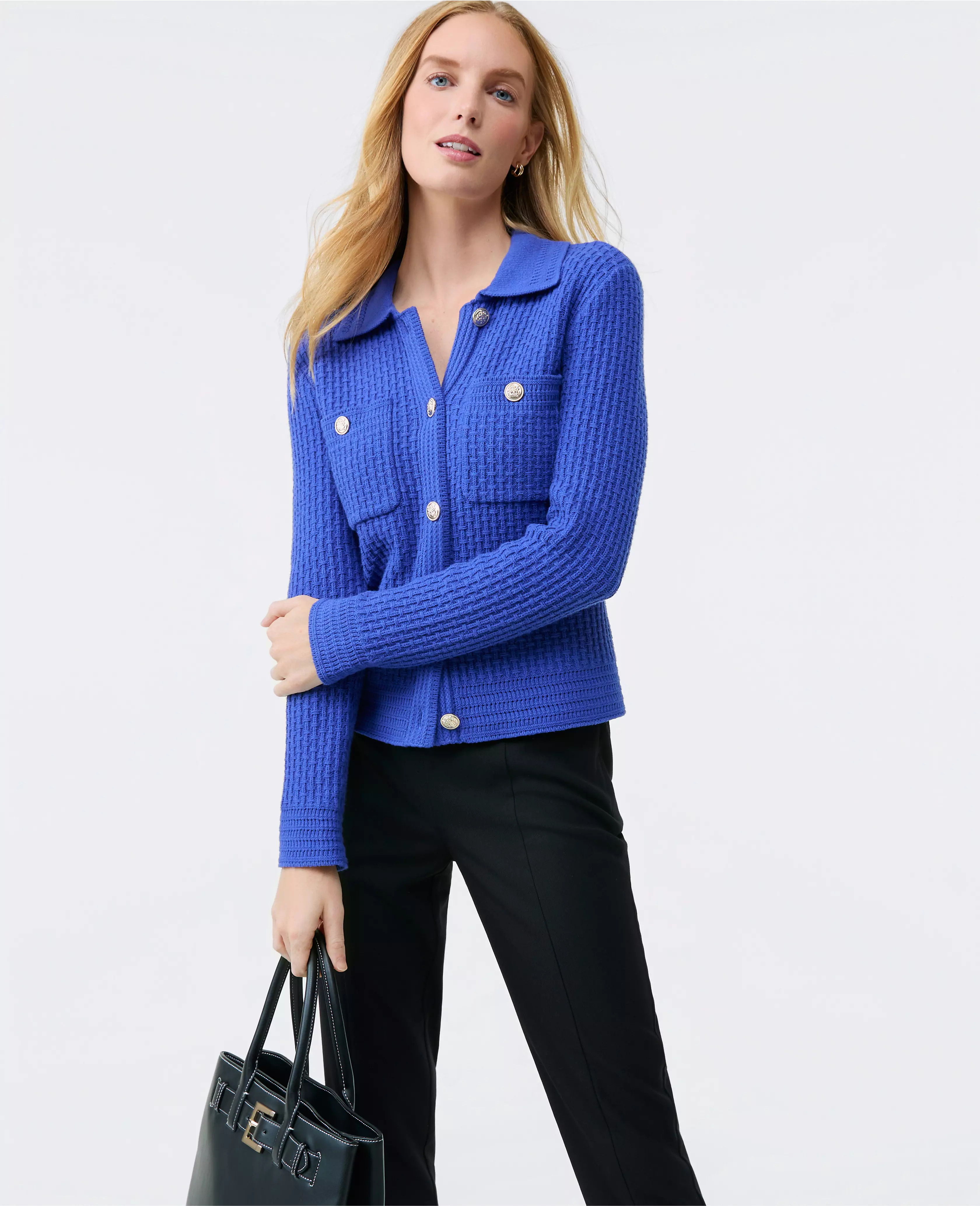 Textured Stitch Sweater Jacket | Ann Taylor