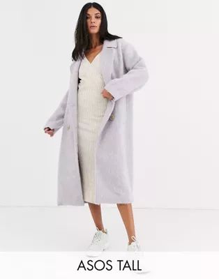 ASOS DESIGN Tall statement coat with hero buttons in lilac | ASOS (Global)