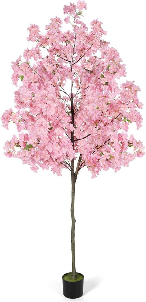 6Ft Tall Cherry Blossom Artificial Tree, Fake Tree Faux Silk Plant with Plastic Nursery Pot,Artif... | Amazon (US)