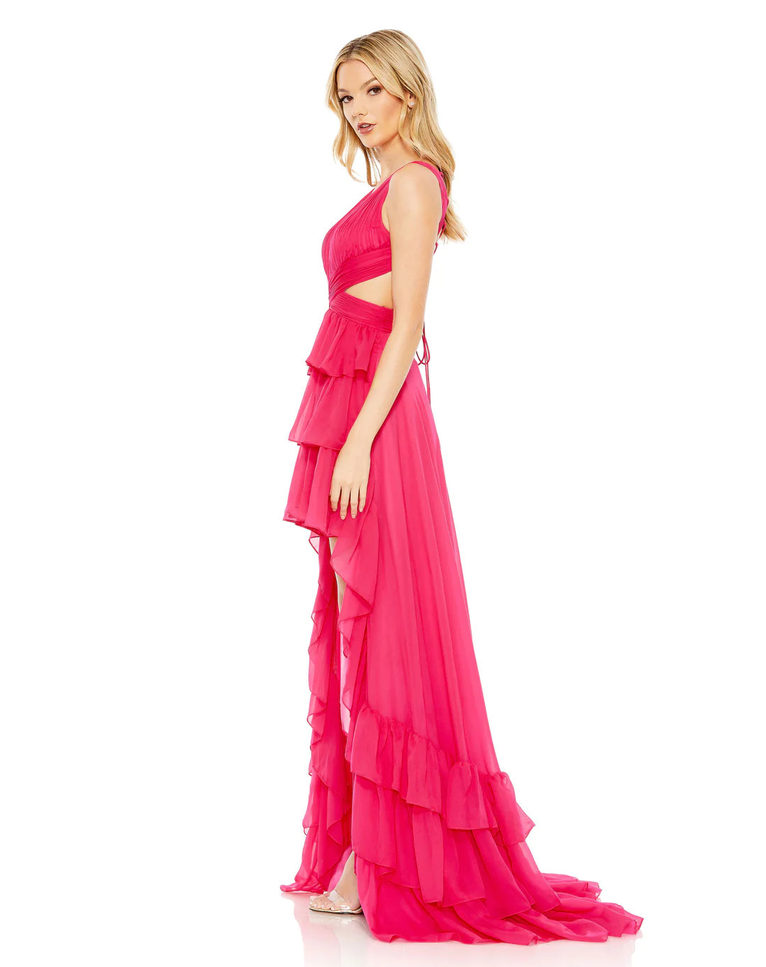Ruffle Tiered Cross Over High Low Gown - Final Sale | Mac Duggal
