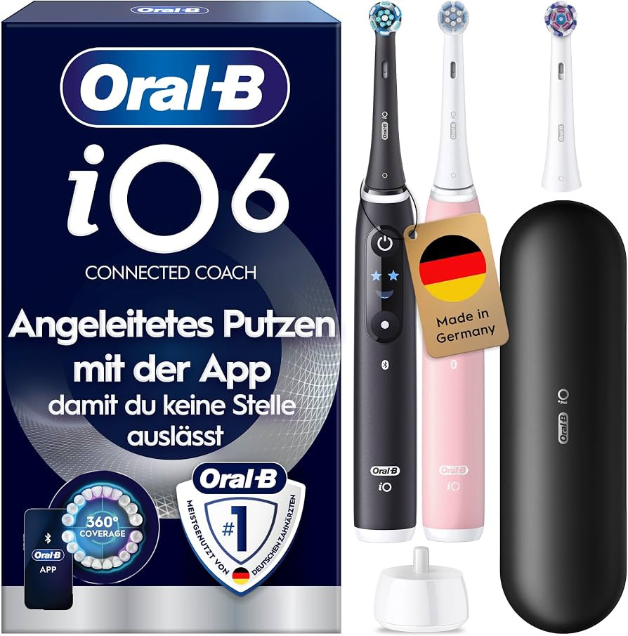Oral-B iO Series 6 Elektrische Zahnb\u00fcrste, Doppelpack, Schwarz/Rosa | Amazon (DE)