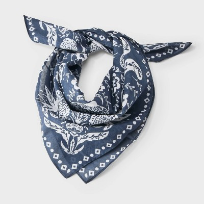 Cotton Square Scarf Butterfly Floral Print - Universal Thread™ Navy Blue | Target