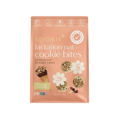 Boobie Gluten Free Vegan Lactation Chocolate Cookie Bites Ready to Eat - Peanut Cone - 6oz | Target