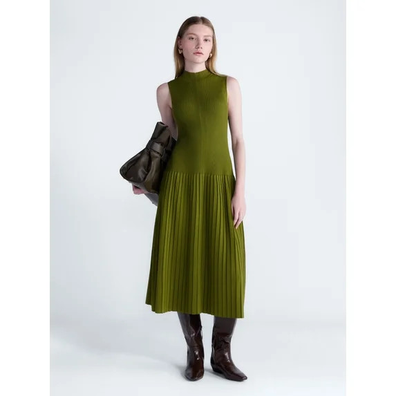 Scoop Women's and Women's Plus Mock Neck Midi Sweater Dress, Sizes XS-4X | Walmart (US)