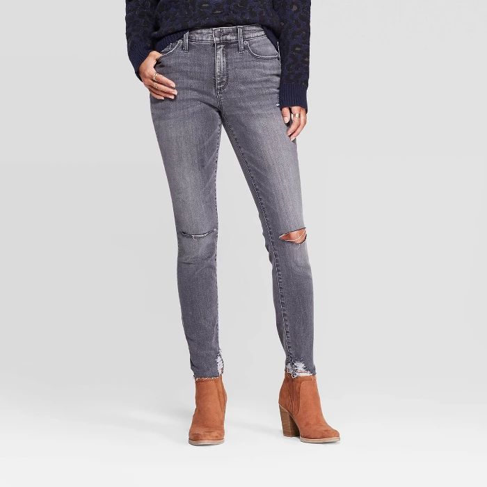 Women's Destructed High-Rise Skinny Jeans - Universal Thread™ Gray | Target