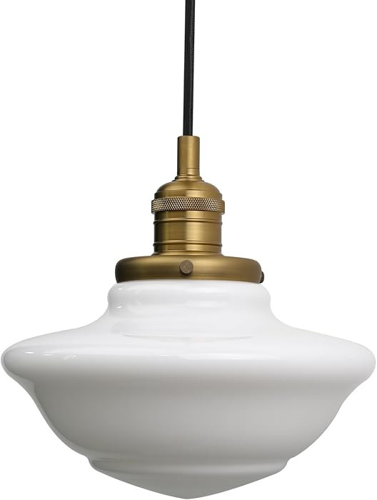 Modern Pendant Light with Milk White Glass, Vintage Ceiling Pendant Lighting Adjustable Textile C... | Amazon (US)