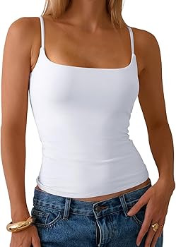 PrettyGuide Women Cotton Cami Tops Built-in Shelf Bra Unpadded Square Neck Crop Tank Top Fitted B... | Amazon (US)