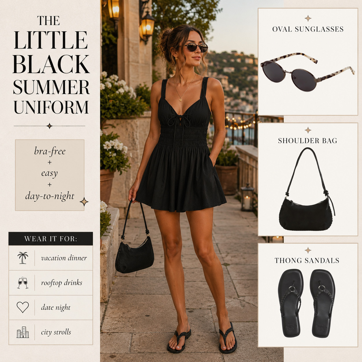 @abercrombie & Fitch Summer | Bra-Free Smocked Tie-Front Skort

The little black summer outfit that does everything — this A&F Bra-Free Smocked Tie-Front Skort dress gives you the look of an easy black mini dress with the comfort and confidence of a skort!! ☀️ 

It is the kind of throw-on-and-go piece that instantly feels cute, flattering, polished, and ready for every summer plan without needing a full outfit formula.

This is perfect for vacation dinners, rooftop drinks, date nights, city strolls, beach town nights, girls’ trips, resort evenings, summer parties, and warm-weather weekends when you want to look dressed up but still feel comfortable. 

The bra-free design makes it easy to wear, the smocked fit gives that flattering shape, and the black color makes it timeless, slimming, and so easy to style. 

Add oval sunglasses, a black shoulder bag, and thong sandals for the clean little black outfit you’ll keep reaching for.

This is exactly the kind of Abercrombie piece worth grabbing because it solves the “I need something cute but easy” problem in one outfit. 

No overthinking, no uncomfortable layers, no outfit stress — just a flattering black summer staple that works day to night and packs perfectly for every trip. Simple, chic, versatile, and instantly put together.

📌 SAVE this for the little black summer skort outfit that works for vacation nights, date nights, rooftop drinks, and every easy dressed-up plan.

↓ Everything is linked!

#LTKActive #LTKSaleAlert #LTKTravel