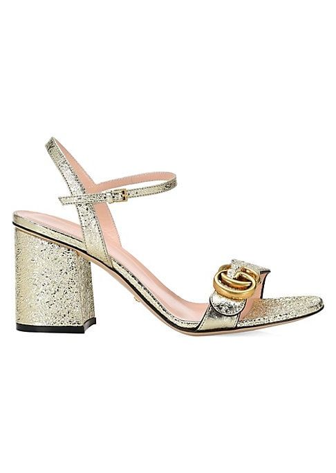 Gucci Women's Marmont GG Ankle-Strap Sandals - Gold - Size 34.5 (4.5) | Saks Fifth Avenue
