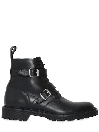 20MM ARMY DOUBLE BUCKLE LEATHER BOOTS | Luisaviaroma