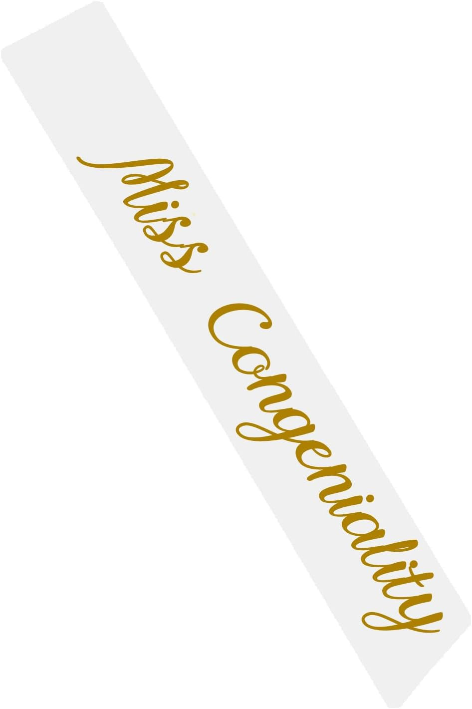 Vrogadso Miss Congeniality Sash White Satin Sash with Gold Glitter Letters | Amazon (US)