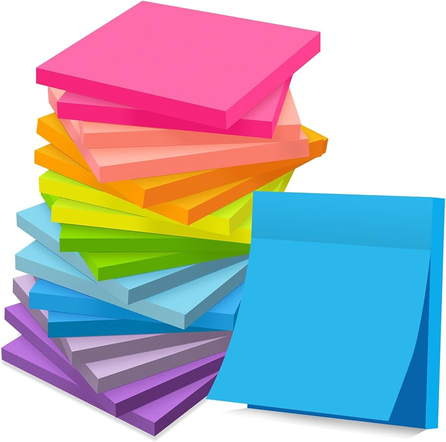 (18 Pads) Sticky Notes 3x3 inch, Self-Stick Pads Bright Colors Sticky Note, Recyclable, Easy to P... | Amazon (US)