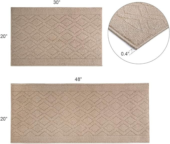 COSY HOMEER 48x20 Inch/30X20 Inch Kitchen Rug Mats Made of 100% Polypropylene 2 Pieces Soft Kitch... | Amazon (US)