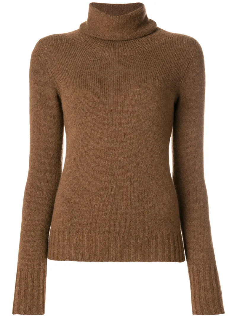Roberto Collina - roll neck sweater - women - Nylon/Wool/Camel Leather - S, Brown, Nylon/Wool/Camel Leather | FarFetch US