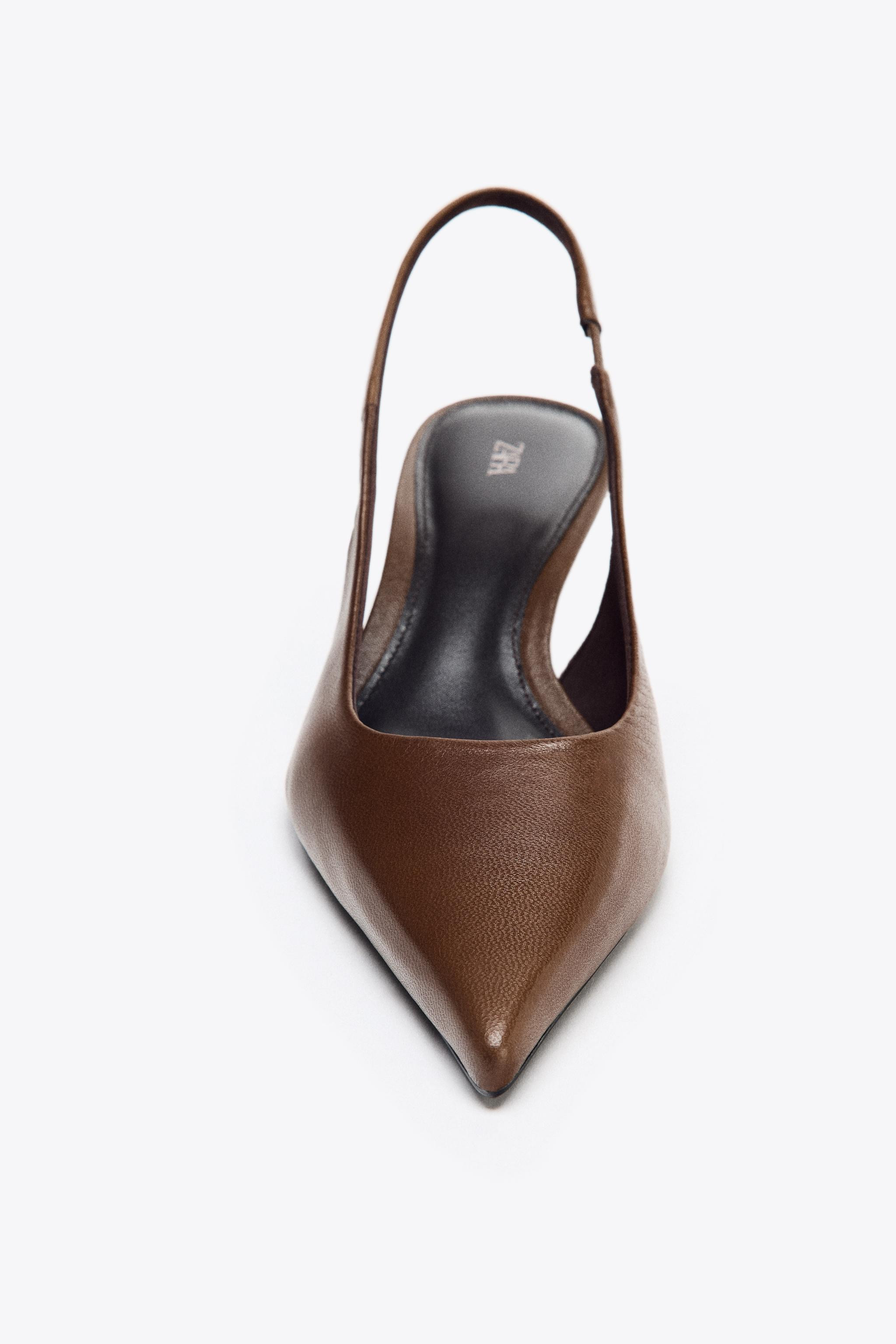 LEATHER KITTEN HEEL SHOES | Zara US