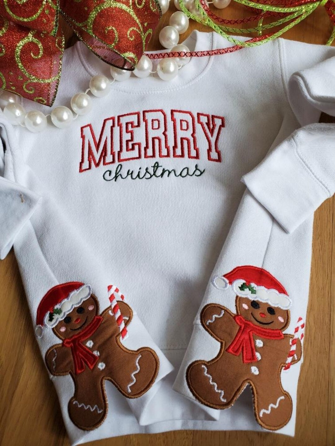 Gingerbread Side Bow Embroidery Sweatshirt Adult and Youth, Cookies Side Bow, Embroidery Sweatshi... | Etsy (US)