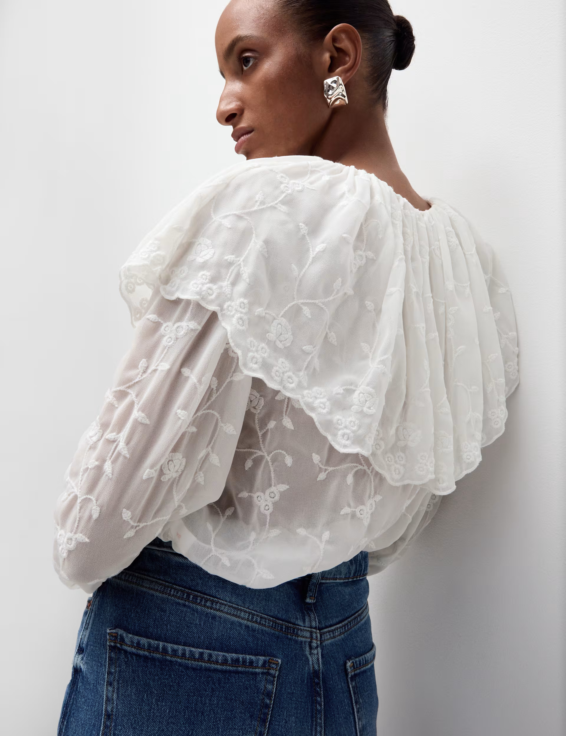 Lace Crew Neck Ruffle Blouse | Marks & Spencer (UK)