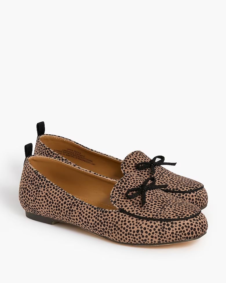 Girls' sueded leopard bow loafers | J.Crew Factory