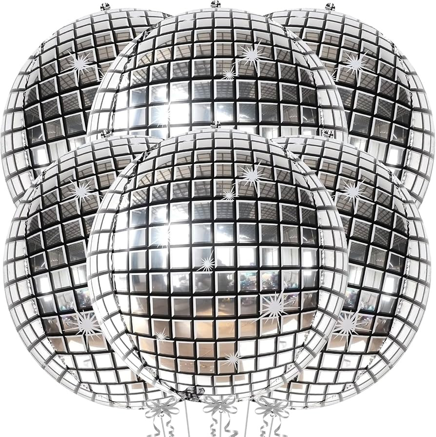 KatchOn, Silver Disco Ball Balloons - Huge 22 Inch, Pack of 6 | 4D Sphere Balloons for New Years ... | Amazon (US)