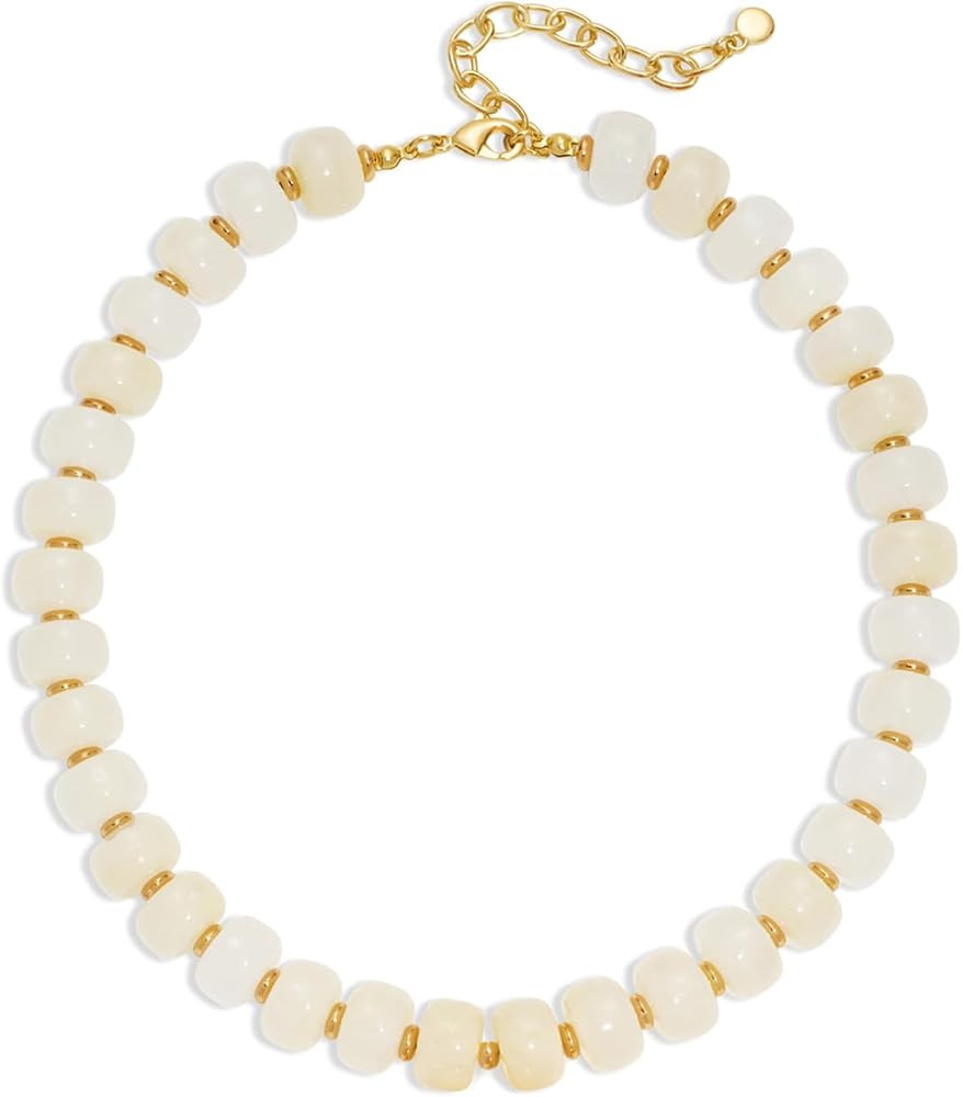 Beaded necklace for Women Boho Bead Gemstone Chunky Necklace Big Bead Necklace Fashion Trendy Sum... | Amazon (US)