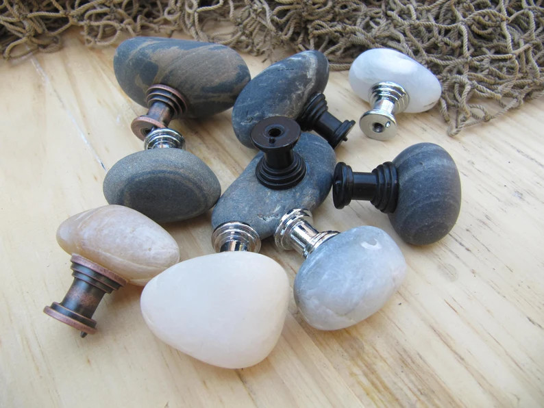 Beach Stone Drawer Knobs: Nautical Decor Cabinet Pulls | Etsy (Global)
