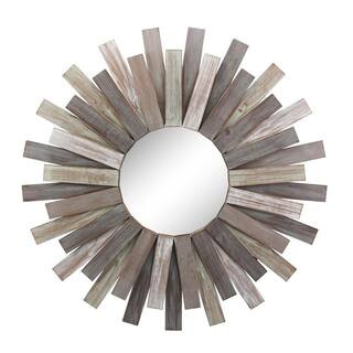 Stonebriar Collection Medium Round Brown Contemporary Mirror (31 in. H x 31 in. W) | The Home Depot