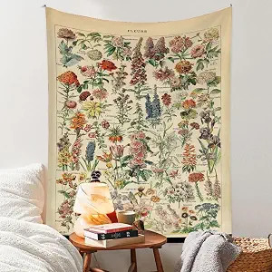 Vintage Flowers Tapestry 48”x36”, Long Vertical Wall Hanging Reference Illustrative Botanical... | Amazon (US)