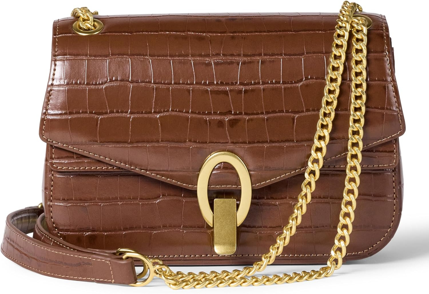 Amazon Essentials Women's Faux Leather Chain Shoulder Bag with Adjustable Strap, Metal Hardware and Lock | Amazon (US)