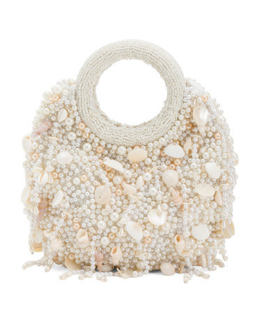 Beaded Shells Sea And Sand Clutch Bag, Leather | TJ Maxx