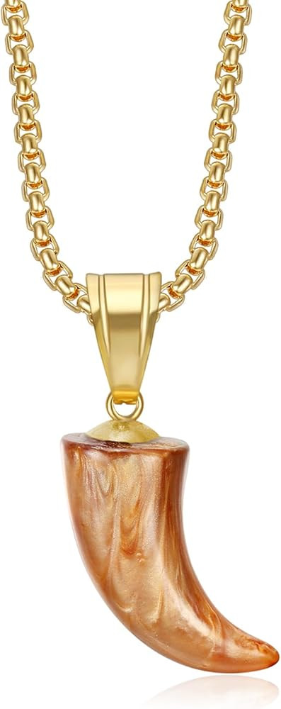 NEGS 18K Gold Plated Stainless Steel Necklace for Men Women 24 Inch Chain Tiger Teeth Hip Hop | Amazon (US)