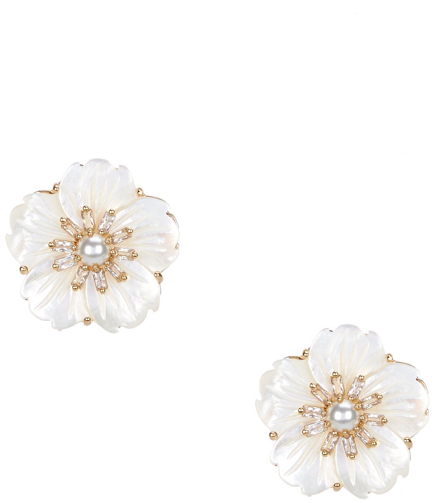 x Nicola Bathie Maddie Flower Pearl CZ Stud Earrings | Dillards