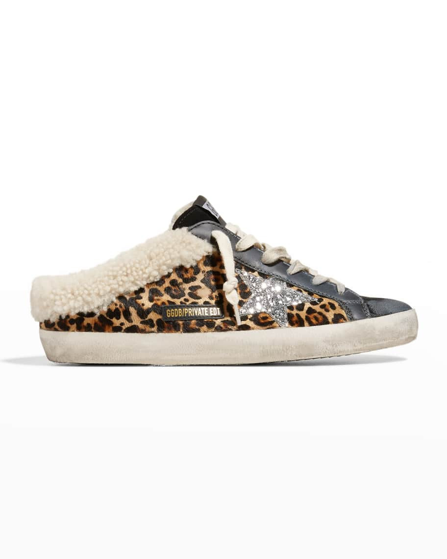 Golden Goose Sabot Shearling Leopard-Print Star Slide Sneakers | Neiman Marcus