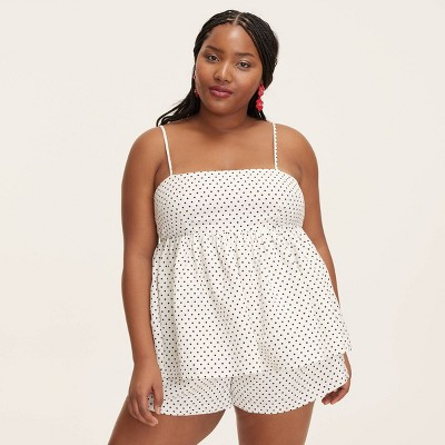 Women's Mini Polka Dot Linen Baby Doll Tank Top - kate spade new york x Target Cream/Black | Target