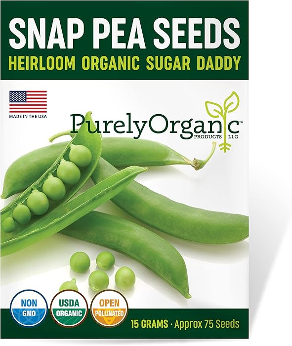 Organic Snap Pea Seeds (Sugar Daddy) - Approx 75 Seeds - USDA Organic, Non-GMO, Open Pollinated, ... | Amazon (US)