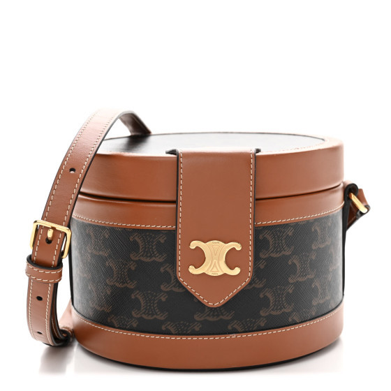 Calfskin Triomphe Canvas Medium Tambour Bag Tan | FASHIONPHILE (US)