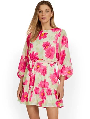 Floral Tiered Mini Dress - Flying Tomato - New York & Company | New York & Company