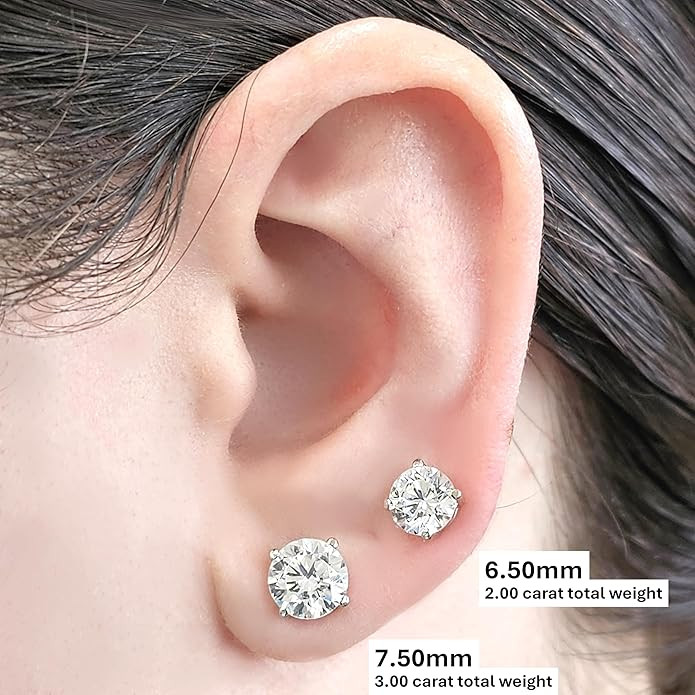 14K Solid Gold Post & Silver Simulated Diamond Stud Earrings-cubic zirconia earrings studs .30ct ... | Amazon (US)