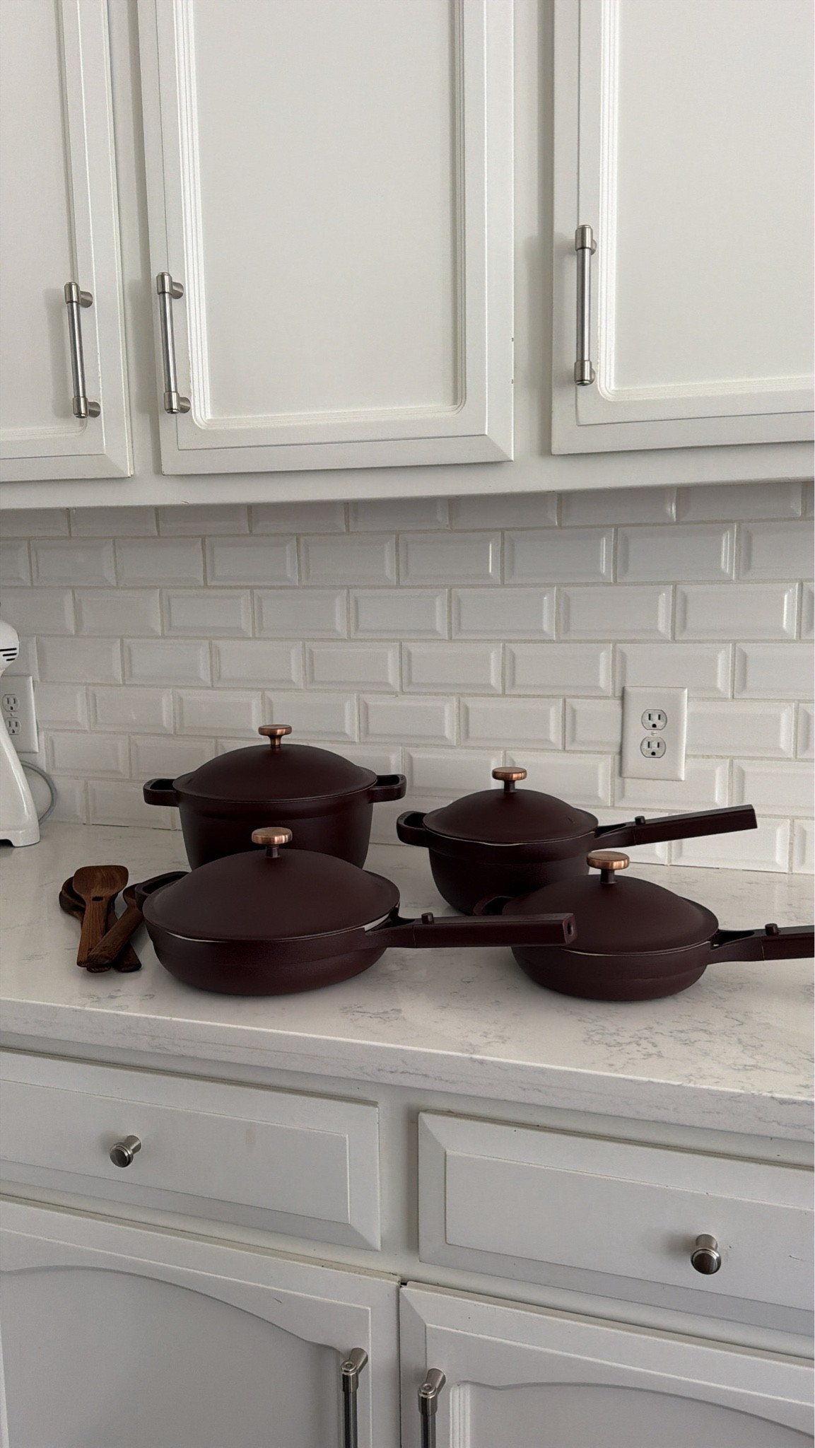 Fav cookware!!! I found the chocolate brown color on Nordstrom and wanted to invest in the set because we needed some new pots and pans!