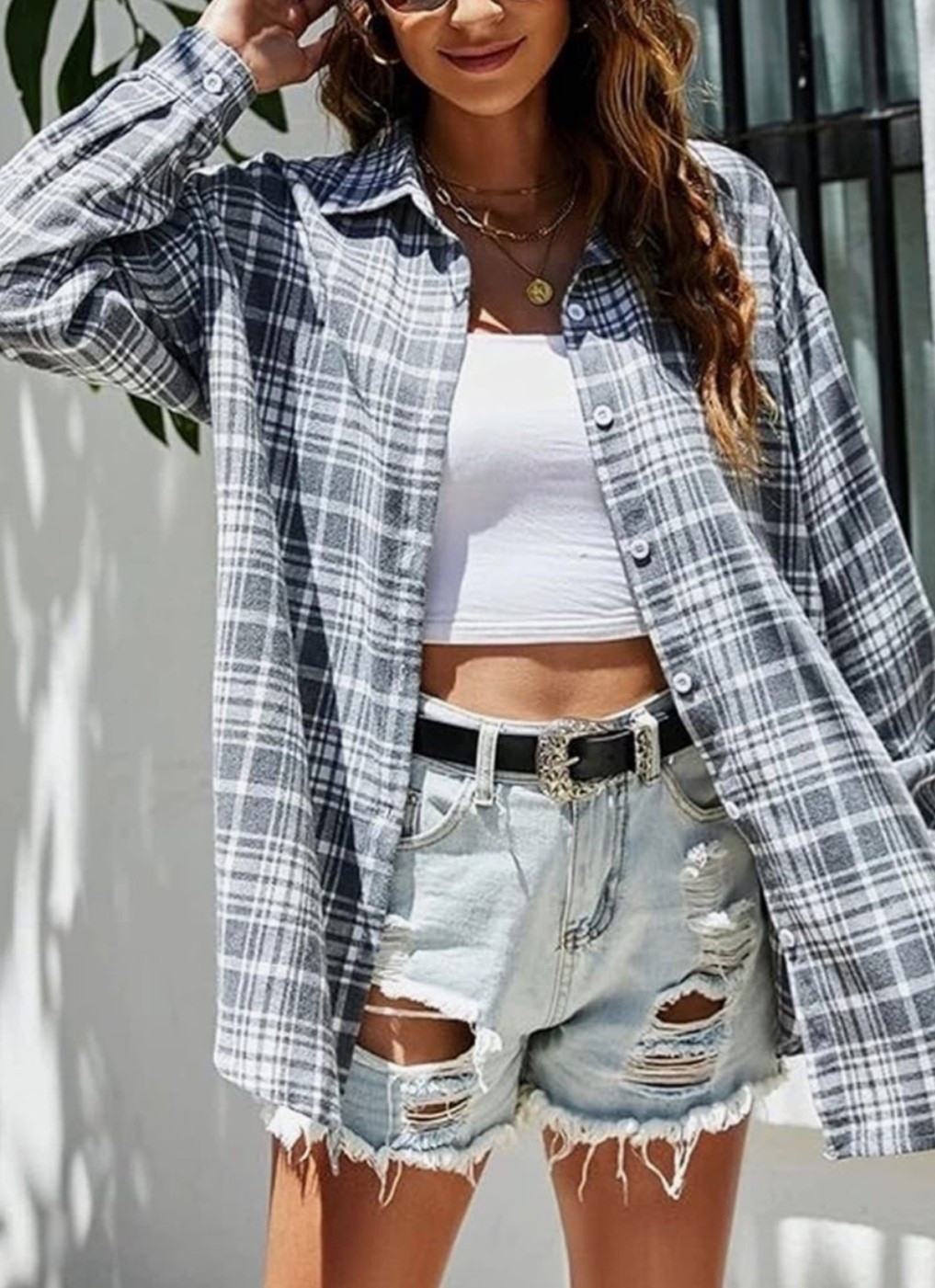 The easy throw-on layer that makes a simple summer outfit look styled. ☀️ Wear it open over a white tank with denim shorts for that relaxed cool-girl look, beach bonfire nights, coffee runs, or casual weekend errands. 

Add to cart before your favorite plaid sells out. 🌿

#LTKSeasonal #LTKMidsize #LTKU