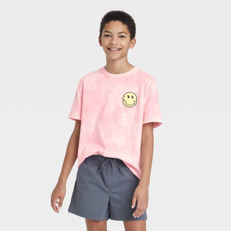 Boys' Tie-Dye Smiley Face Short Sleeve T-Shirt - art class™ Pink | Target