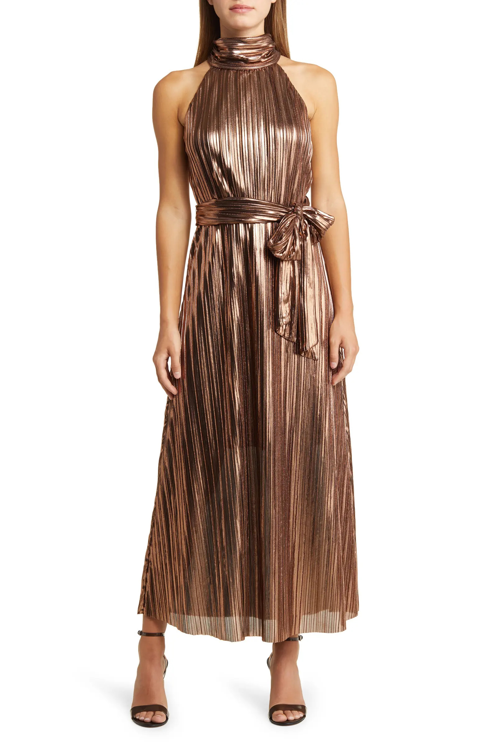 Metallic Pleated Cocktail Dress | Nordstrom
