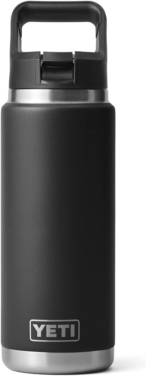 YETI Rambler 26 oz Bottle, Vacuum Insulated, Stainless Steel with Straw Cap, Black | Amazon (US)