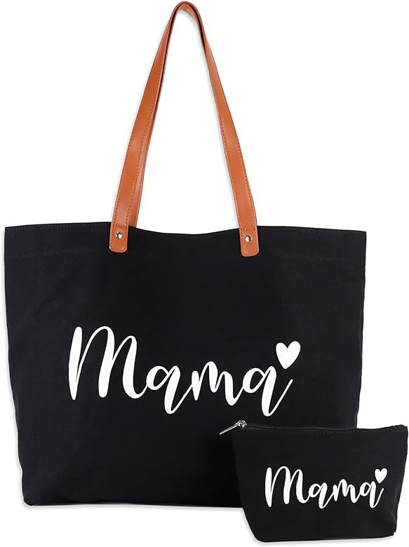 Lamyba Mama Bag, Mom Tote Bag New Mom Gifts Momlife Tote for Hospital, Baby Essentials, Daily Use... | Amazon (US)