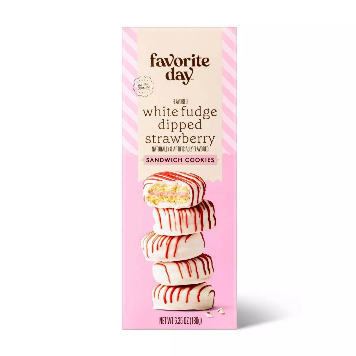 White Fudge Dipped Strawberry Sandwich Cookies - 6.35oz - Favorite Day™ | Target