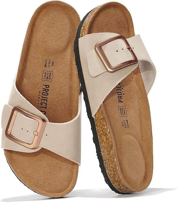 Project Cloud 100% Genuine Leather Sandals Women Dressy Beach Essentials Slides for Women Footwea... | Amazon (US)