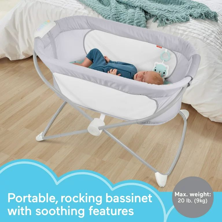 Fisher-Price Soothing View Vibe Bassinet Portable Baby Crib with Music & Vibrations, Cool Cactus ... | Walmart (US)