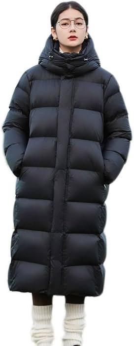 Women's Winter Water-Resistant Thickened Knee Length Lightness Hooded Down Jacket Long Puffer Coa... | Amazon (US)