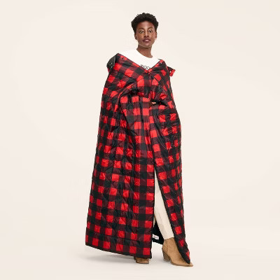 72"x54" Buffalo Check Outdoor Wearable Throw Red/Black - Woolrich x Target | Target