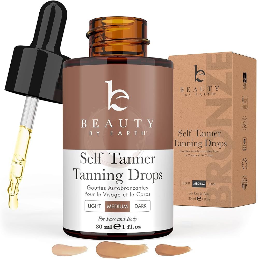 Self Tanning Drops - Face Self Tanner Drops Medium Color - Bronzer Drops - Self Tanner for Face -... | Amazon (US)